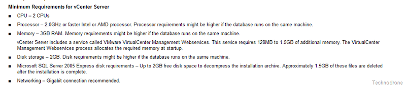 vCenter Minimum