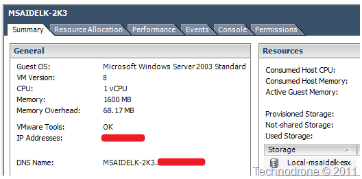 VM details VM details